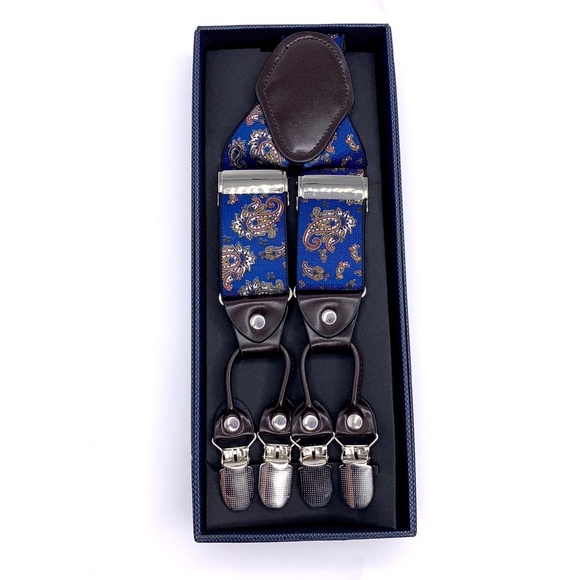 Suspenders Men's Blue Paisley Pattern - Picture 1 of 4